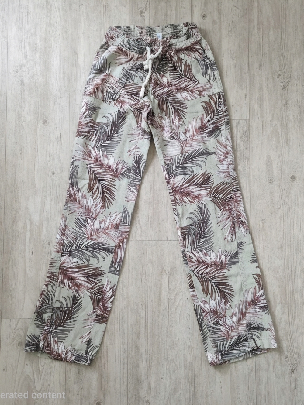 Cali 1850 Women's Linen/blend Pants Smocked Waist Printed